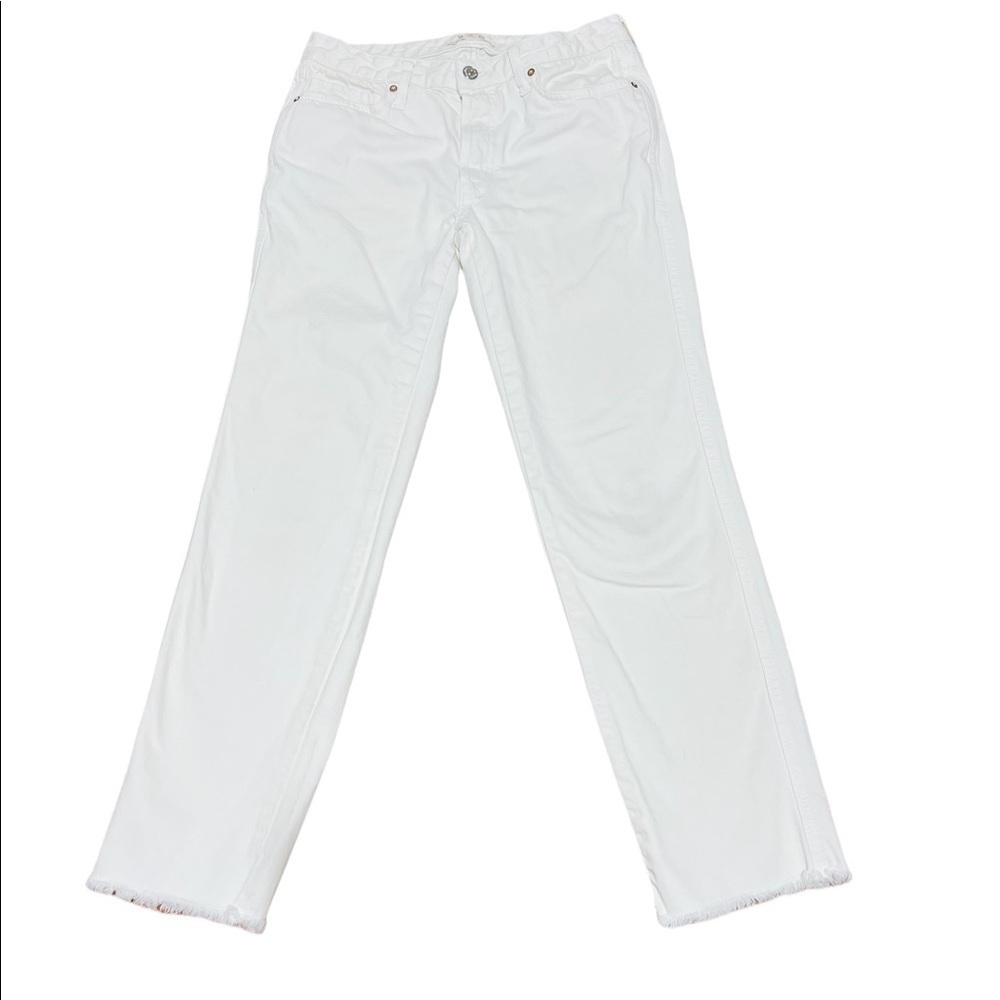 We the free Mid-Rise White Straight Leg Cropped Jeans Size‎ 25